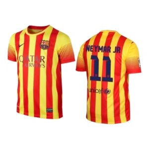 Camisa Retrô Barcelona II 2013/14 - Masculina Nike - Amarela com listras em vermelho