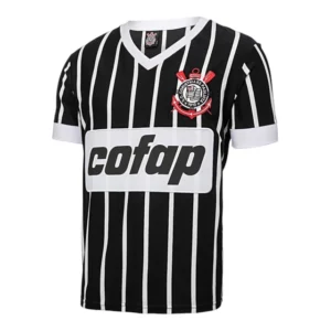 Camisa Retrô Corinthians 1983 - Masculina - Preta com listras brancas