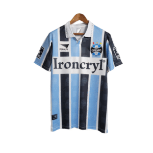 Camisa Retrô Grêmio I 1997/1998 - Masculina Penalty - Azul e preta com patrocínio Ironcryl
