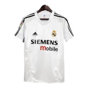 Camisa Retrô Real Madrid I 04/05 - Masculina Adidas - Branca com listras pretas