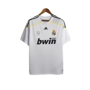 Camisa Retrô Real Madrid I 09/10 - Masculina Adidas - Branca com detalhes em preto e amarelo