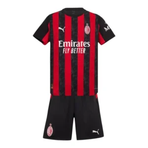 Kit Infantil AC Milan I 25/26 - Puma - Preto e vermelho com detalhes em cinza