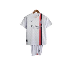 Kit Infantil AC Milan II 23/24 - Puma - Branco com detalhes em vermelho e preto