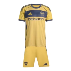 Kit Infantil Boca Juniors II 25/26 - Adidas - Amarelo com detalhes em azul