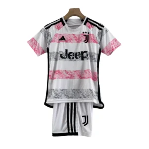 Kit Infantil Juventus II 23/24 - Adidas - Branco com detalhes em preto e rosa