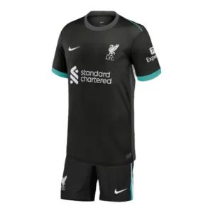 Kit Infantil Liverpool II 24/25 - Nike - Preto com detalhes em cinza e verde