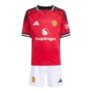 Kit Infantil Manchester United I 25/26 - Adidas - Vermelho e branco