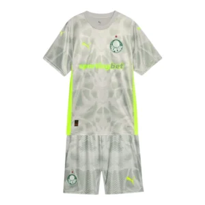 Kit Infantil Palmeiras Goleiro III 25/26 - Puma - Cinza com detalhes em verde neon