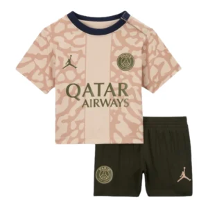Kit Infantil Paris Saint-Germain Fourth 23/24 - Jordan - Bege com detalhes em azul
