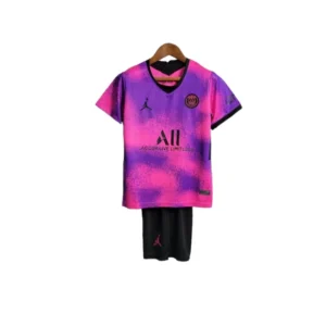 Kit Infantil Paris Saint-Germain III 20/21 - Jordan - Rosa com detalhes em preto e roxo