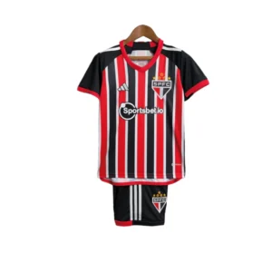 Kit Infantil São Paulo Away 23/24 - Adidas - Vermelho e Preto