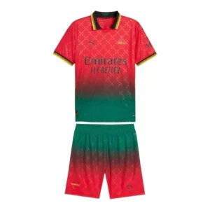 Kit infantil AC Milan Edição especial 25/26 - Puma - Vermelho com detalhes em verde