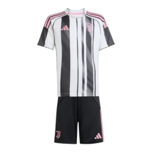 Kit infantil Juventus I 25/26 - Adidas - Preta e branca com detalhes em rosa