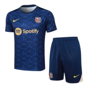 Kit Treino adulto - Camisa e Shorts - Barcelona Nike 24/25 - Azul com detalhes em dourado