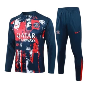 Conjunto Paris Saint German Pré-jogo 24/25 - Masculino Nike - Azul com detalhes em vermelho e branco