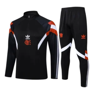 Conjunto Flamengo Treino 25/26 - Masculino Adidas - Preto com detalhes em branco e vermelho
