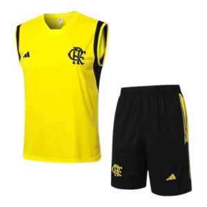 Kit Treino adulto - Camisa e Shorts - Flamengo Adidas 24/25 - Amarelo e preto