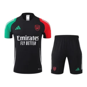 Kit Treino adulto - Camisa e Shorts - Arsenal Adidas 24/25 - Preto com detalhes em verde e vermelho e branco