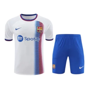 Kit Treino adulto - Camisa e Shorts - Barcelona Nike 24/25 - Branco e azul
