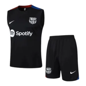 Kit Treino adulto - Camisa e Shorts - Barcelona Nike 24/25 - Preto com detalhes em vermelho e azul