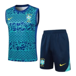 Kit Treino adulto - Camisa e Shorts - Seleção Brasileira Nike 24/25 - Azul com detalhes em verde