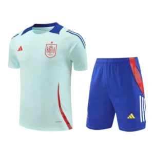 Kit Treino adulto - Camisa e Shorts - Seleção Espanha Adidas 24/25 - Azul com detalhes em vermelho e branco