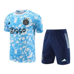 Kit Treino adulto - Camisa e Shorts - Ajax Adidas 23/24 - Branco e azul