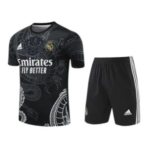 Kit Treino adulto - Camisa e Shorts - Real Madrid Ano do Dragão Adidas 24/25 - Preto com detalhes em cinza e branco