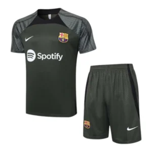 Kit Treino adulto - Camisa e Shorts - Barcelona Nike 23/24 - Verde com detalhes em cinza e preto