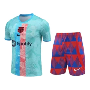 Kit Treino adulto - Camisa e Shorts - Barcelona Nike 23/24 - Verde e vermelho com detalhes azul