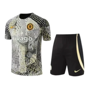 Kit Treino adulto - Camisa e Shorts - Chelsea Nike 23/24 - Bege e preto