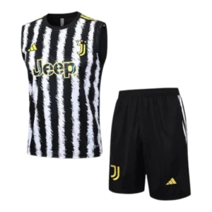 Kit Treino adulto - Camisa e Shorts - Juventus Adidas 23/24 - Preto com detalhes em amarelo e branco