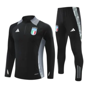 Conjunto Seleção Itália Treino 24/25 - Masculino Adidas - Preto com detalhes em cinza
