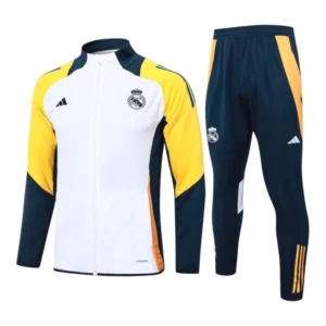 Conjunto Real Madrid 24/25 - Masculino Adidas - Branco e azul com detalhes em amarelo