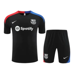 Kit Treino adulto - Camisa e Shorts - Barcelona Nike 24/25 - Preto com detalhes em vermelho e azul