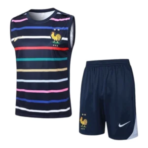 Kit Treino adulto - Camisa e Shorts - Seleção França Nike 24/25 - Azul com detalhes coloridos