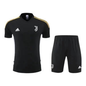 Kit Treino adulto - Camisa e Shorts - Juventus Adidas 23/24 - Preto com detalhes em branco e dourado