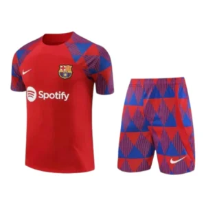 Kit Treino adulto - Camisa e Shorts - Barcelona Nike 23/24 - Vermelho com detalhes em azul