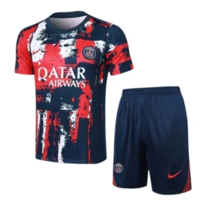 Kit Treino adulto - Camisa e Shorts - Paris Saint-Germain Nike 24/25 - Azul com detalhes em vermelho e branco