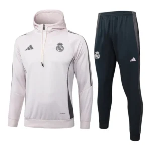 Conjunto Real Madrid 25/26 - Masculino Adidas - Bege com detalhes em cinza