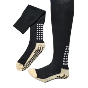Meias Futebol Antiderrapante Cano Alto - Preta com bolinhas brancas e pretas