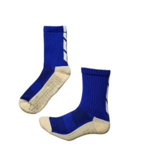 Meias Futebol Antiderrapante Cano Baixo - Azul com detalhes no Branco