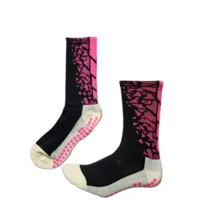 Meias Futebol Antiderrapante Cano Baixo - Preta com detalhes no rosa