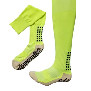 Meias Futebol Antiderrapante Cano Alto - Verde limão com bolhinhas pretas