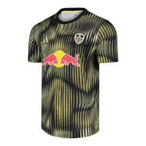 Camisa Leeds Pré-jogo 25/26 - Torcedor Adidas Masculina - Preta com detalhes em amarelo