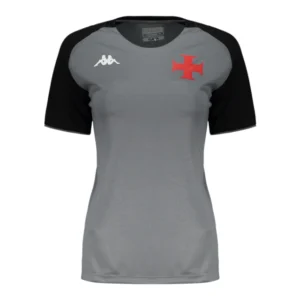 Camisa Vasco da Gama Treino 25/26 - Torcedor Kappa Feminina - Cinza e preta