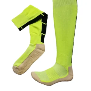 Meias Futebol Antiderrapante Cano Alto - Verde com Listras pretas e brancas