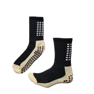 Meias Futebol Antiderrapante Cano Baixo - Preta com detalhes em bege