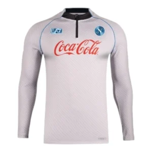 Camisa Napoli Treino 25/26 manga longa - Torcedor EA7 Masculina - Branca e cinza
