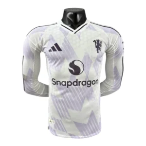 Camisa Manchester United II 25/26 manga longa - Jogador Adidas Masculina - Branca com detalhes em roxo